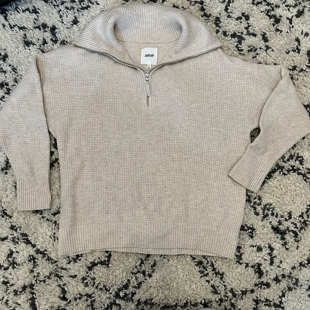 Aerie Waffle Sweater Half Zip